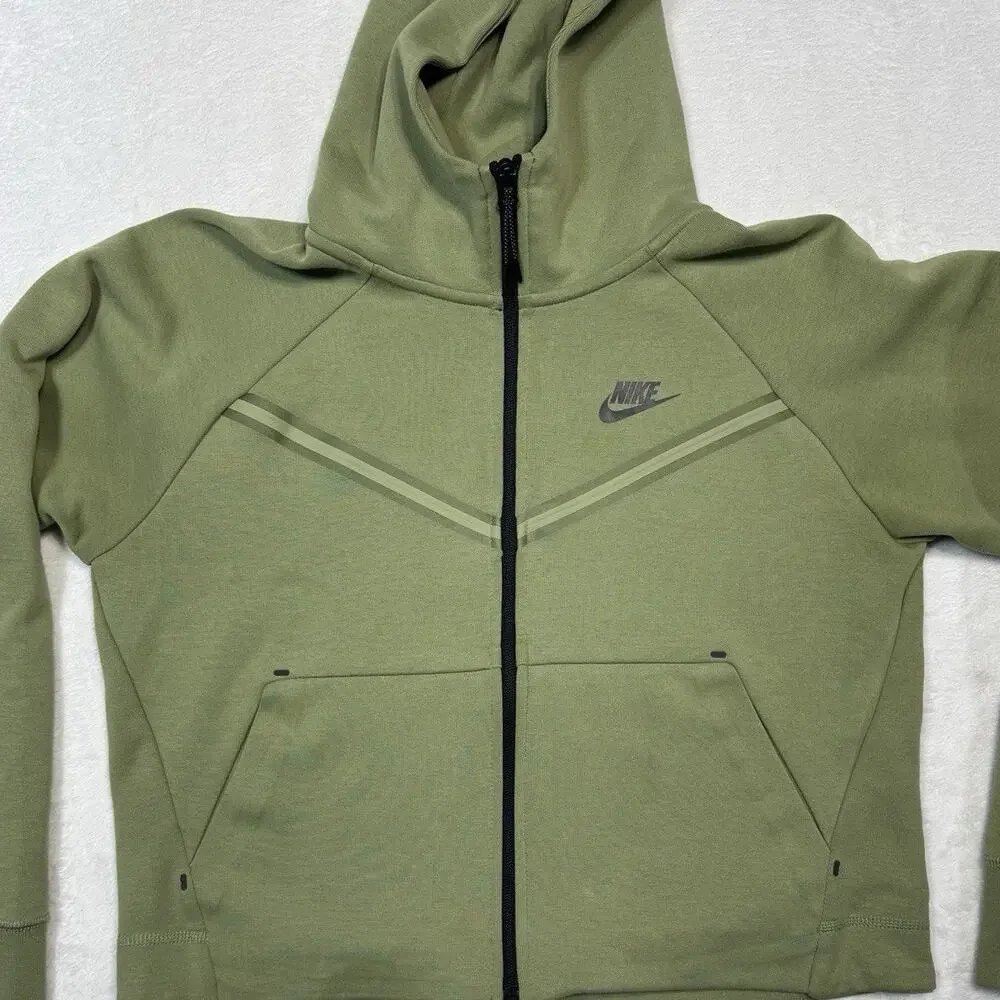 Nike Tech Fleece Windrunner Hoodie Alligator Green Olive Jacket Womens Sz Sm